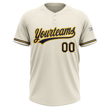 Load image into Gallery viewer, Custom Cream Navy-Yellow Two-Button Unisex Softball Jersey