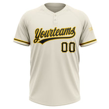 Load image into Gallery viewer, Custom Cream Black-Yellow Two-Button Unisex Softball Jersey