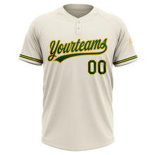 Load image into Gallery viewer, Custom Cream Green-Yellow Two-Button Unisex Softball Jersey