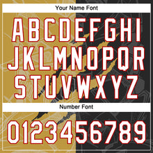 Load image into Gallery viewer, Custom Graffiti Pattern Black Old Gold-Red 3D Two-Button Unisex Softball Jersey