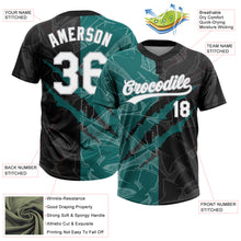 Load image into Gallery viewer, Custom Graffiti Pattern Black Teal-Gray 3D Two-Button Unisex Softball Jersey