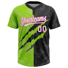 Load image into Gallery viewer, Custom Graffiti Pattern Black Neon Green-Pink 3D Two-Button Unisex Softball Jersey