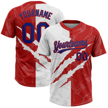 Load image into Gallery viewer, Custom Graffiti Pattern Royal-Red 3D Two-Button Unisex Softball Jersey