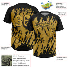 Load image into Gallery viewer, Custom Black Old Gold 3D Pattern Abstract Sharp Shape Two-Button Unisex Softball Jersey