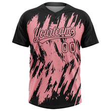Load image into Gallery viewer, Custom Black Medium Pink 3D Pattern Abstract Sharp Shape Two-Button Unisex Softball Jersey