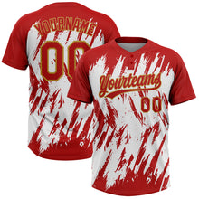 Load image into Gallery viewer, Custom Black Old Gold-White 3D Pattern Abstract Sharp Shape Two-Button Unisex Softball Jersey