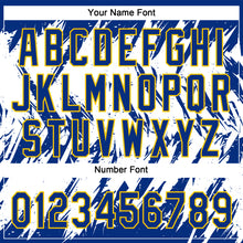 Load image into Gallery viewer, Custom Royal Yellow-White 3D Pattern Abstract Sharp Shape Two-Button Unisex Softball Jersey