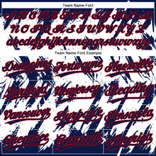 Load image into Gallery viewer, Custom Navy Red-White 3D Pattern Abstract Sharp Shape Two-Button Unisex Softball Jersey