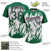 Load image into Gallery viewer, Custom Kelly Green Pink-White 3D Pattern Abstract Sharp Shape Two-Button Unisex Softball Jersey