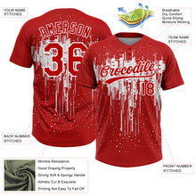 Load image into Gallery viewer, Custom Red White 3D Pattern Dripping Splatter Art Two-Button Unisex Softball Jersey