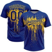 Load image into Gallery viewer, Custom Royal Yellow 3D Pattern Dripping Splatter Art Two-Button Unisex Softball Jersey