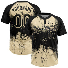 Load image into Gallery viewer, Custom Black Cream 3D Pattern Abstract Splatter Grunge Art Two-Button Unisex Softball Jersey
