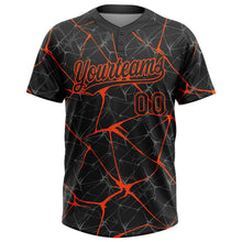 Load image into Gallery viewer, Custom Black Orange 3D Pattern Abstract Network Two-Button Unisex Softball Jersey
