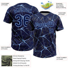 Load image into Gallery viewer, Custom Navy Light Blue 3D Pattern Abstract Network Two-Button Unisex Softball Jersey