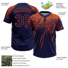 Load image into Gallery viewer, Custom Navy Orange 3D Pattern Abstract Sharp Shape Two-Button Unisex Softball Jersey