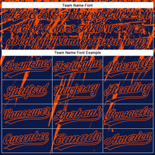 Load image into Gallery viewer, Custom Navy Orange 3D Pattern Abstract Sharp Shape Two-Button Unisex Softball Jersey