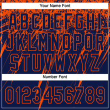 Load image into Gallery viewer, Custom Navy Orange 3D Pattern Abstract Sharp Shape Two-Button Unisex Softball Jersey