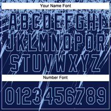 Load image into Gallery viewer, Custom Navy Light Blue 3D Pattern Abstract Sharp Shape Two-Button Unisex Softball Jersey