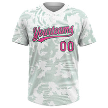 Load image into Gallery viewer, Custom White Pink-Kelly Green 3D Pattern Curve Lines Two-Button Unisex Softball Jersey