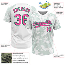 Load image into Gallery viewer, Custom White Pink-Kelly Green 3D Pattern Curve Lines Two-Button Unisex Softball Jersey
