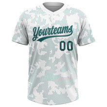 Load image into Gallery viewer, Custom White Teal-Gray 3D Pattern Curve Lines Two-Button Unisex Softball Jersey