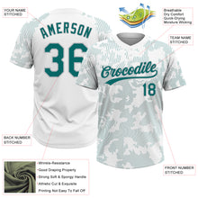 Load image into Gallery viewer, Custom White Teal-Gray 3D Pattern Curve Lines Two-Button Unisex Softball Jersey