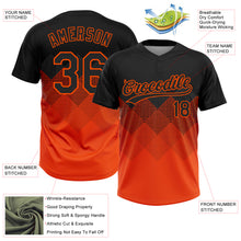 Load image into Gallery viewer, Custom Black Orange 3D Pattern Gradient Square Shapes Two-Button Unisex Softball Jersey
