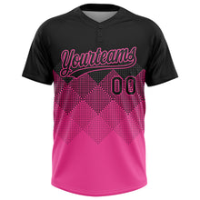 Load image into Gallery viewer, Custom Black Pink 3D Pattern Gradient Square Shapes Two-Button Unisex Softball Jersey