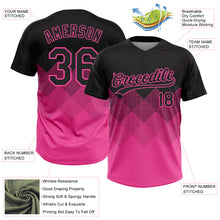 Load image into Gallery viewer, Custom Black Pink 3D Pattern Gradient Square Shapes Two-Button Unisex Softball Jersey