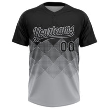 Load image into Gallery viewer, Custom Black Gray 3D Pattern Gradient Square Shapes Two-Button Unisex Softball Jersey
