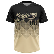 Load image into Gallery viewer, Custom Black Cream 3D Pattern Gradient Square Shapes Two-Button Unisex Softball Jersey