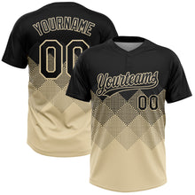 Load image into Gallery viewer, Custom Black Cream 3D Pattern Gradient Square Shapes Two-Button Unisex Softball Jersey