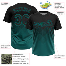 Load image into Gallery viewer, Custom Black Teal 3D Pattern Gradient Square Shapes Two-Button Unisex Softball Jersey