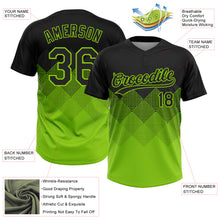 Load image into Gallery viewer, Custom Black Neon Green 3D Pattern Gradient Square Shapes Two-Button Unisex Softball Jersey