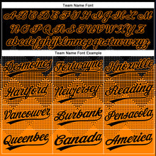Load image into Gallery viewer, Custom Black Bay Orange 3D Pattern Gradient Square Shapes Two-Button Unisex Softball Jersey