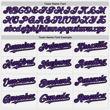 Load image into Gallery viewer, Custom White Black Pinstripe Purple Two-Button Unisex Softball Jersey