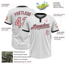 Load image into Gallery viewer, Custom White Black Pinstripe Medium Pink Two-Button Unisex Softball Jersey