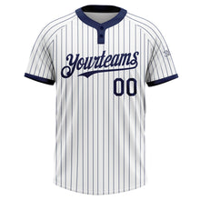 Load image into Gallery viewer, Custom White Navy Pinstripe Navy Two-Button Unisex Softball Jersey