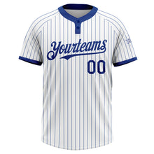 Load image into Gallery viewer, Custom White Royal Pinstripe Royal Two-Button Unisex Softball Jersey