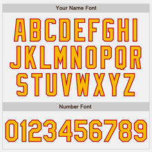 Load image into Gallery viewer, Custom White Red Pinstripe Gold Two-Button Unisex Softball Jersey