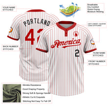 Load image into Gallery viewer, Custom White Red Pinstripe Black Two-Button Unisex Softball Jersey