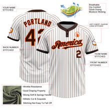 Load image into Gallery viewer, Custom White Brown Pinstripe Orange Two-Button Unisex Softball Jersey