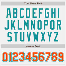 Load image into Gallery viewer, Custom White Teal Pinstripe Orange Two-Button Unisex Softball Jersey