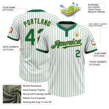 Load image into Gallery viewer, Custom White Kelly Green Pinstripe Old Gold Two-Button Unisex Softball Jersey