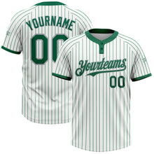 Load image into Gallery viewer, Custom White Kelly Green Pinstripe Gray Two-Button Unisex Softball Jersey