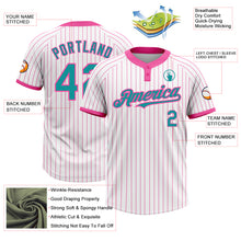 Load image into Gallery viewer, Custom White Pink Pinstripe Teal Two-Button Unisex Softball Jersey