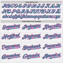 Load image into Gallery viewer, Custom White Pink Pinstripe Teal Two-Button Unisex Softball Jersey
