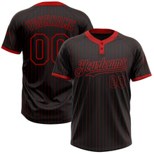 Load image into Gallery viewer, Custom Black Red Pinstripe Red Two-Button Unisex Softball Jersey