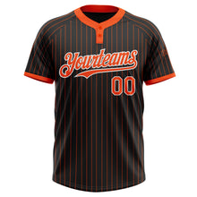 Load image into Gallery viewer, Custom Black Orange Pinstripe White Two-Button Unisex Softball Jersey