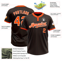 Load image into Gallery viewer, Custom Black Orange Pinstripe White Two-Button Unisex Softball Jersey